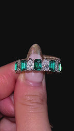 6.5cttw pear lab diamond and green emerald eternity ring — Jewels of Toronto