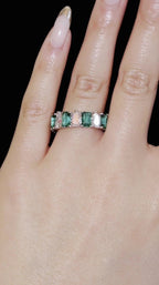 6.5cttw Pear Diamond & Green Emerald Eternity - Jewels of Toronto