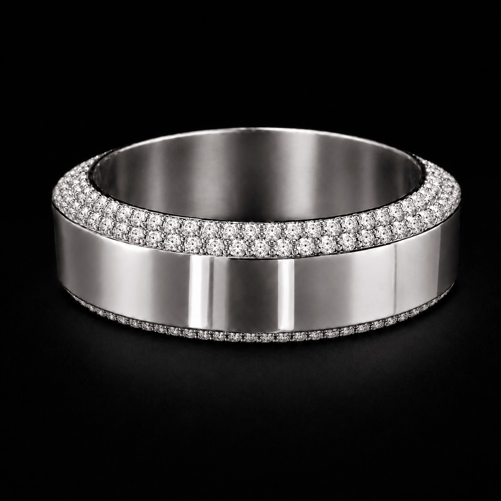 7mm Men’s Double Diamond Bevelled Edge Band - Jewels of America