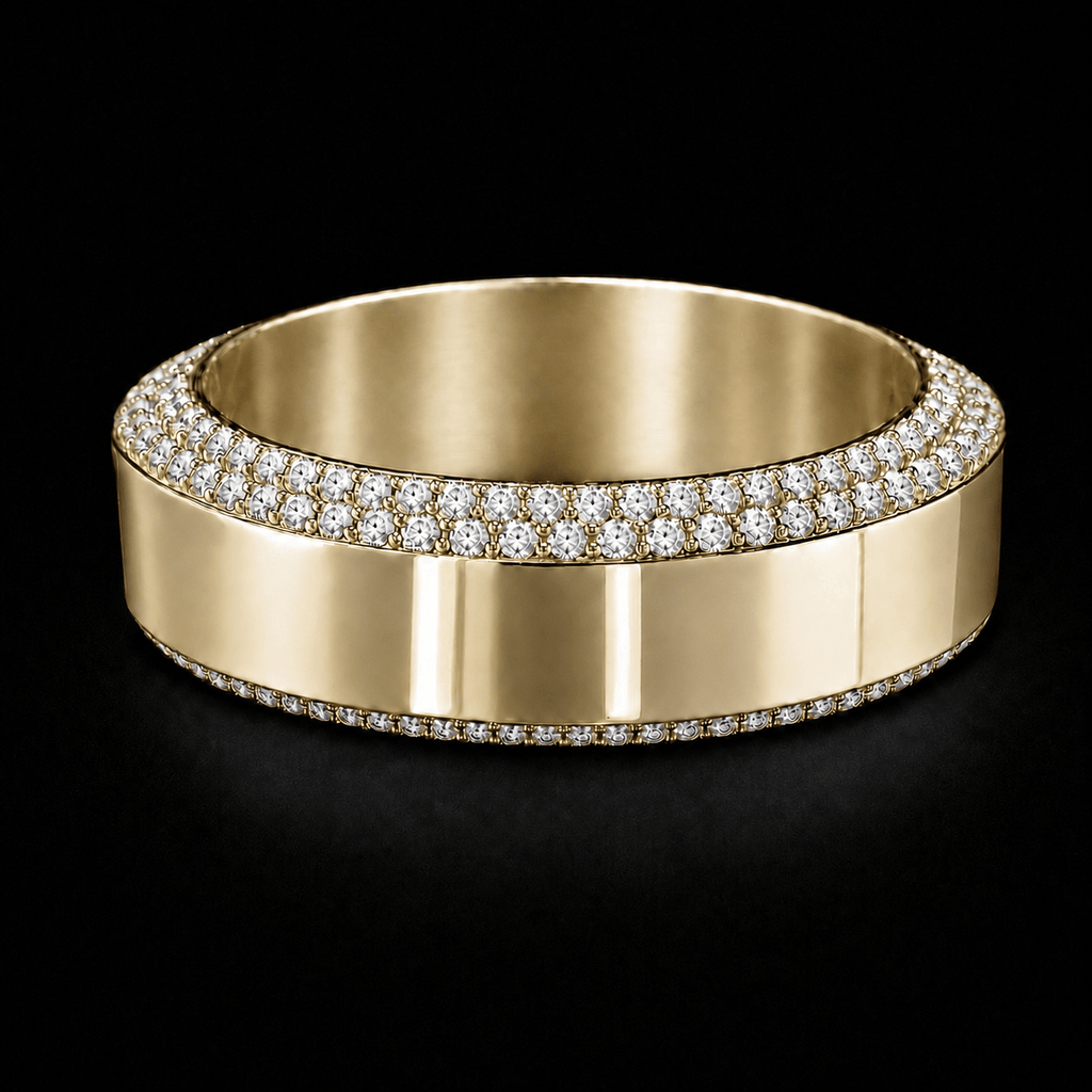 7mm Men’s Double Diamond Bevelled Edge Band - Jewels of America