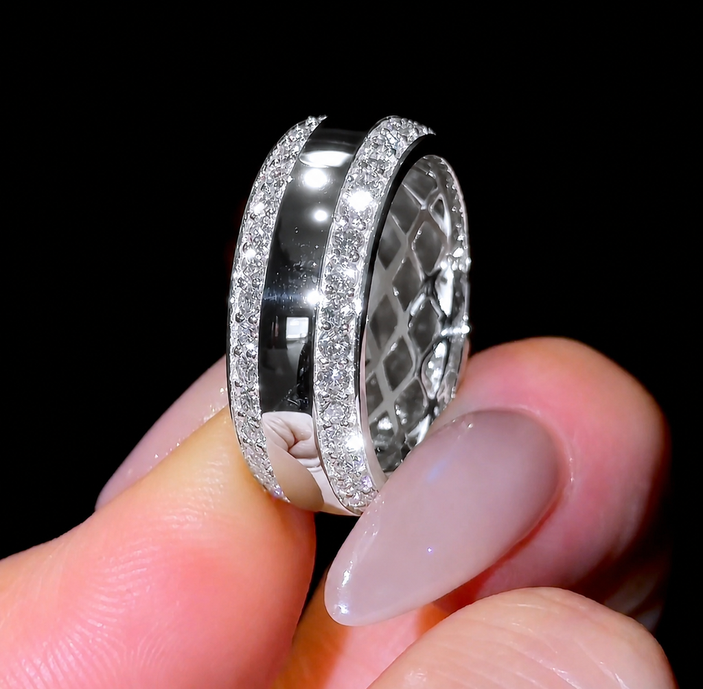 Men’s 8mm Diamond Bevelled Edge Band (Instagram)