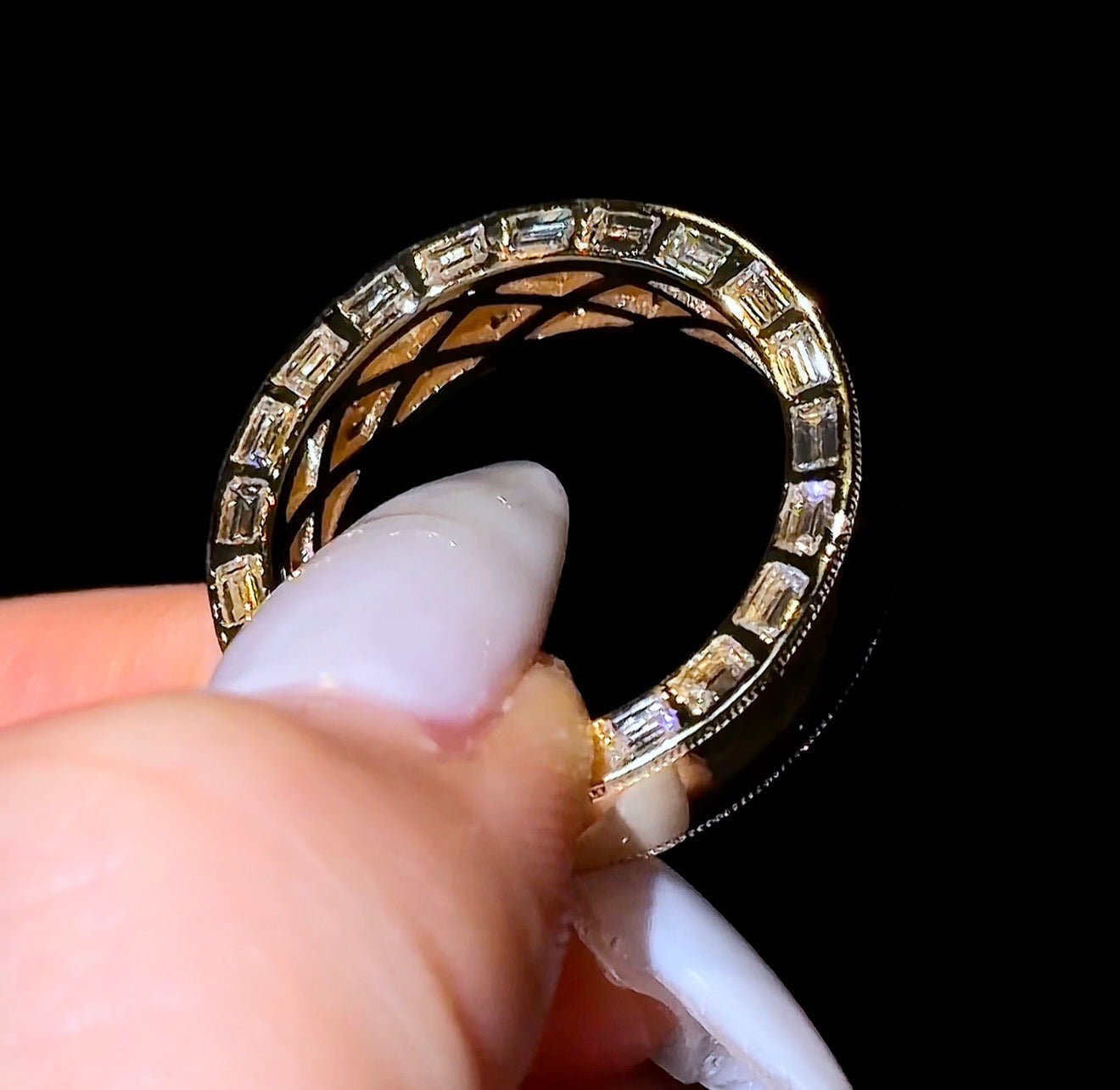 Baguette Inlay Wedding Band - Jewels of America