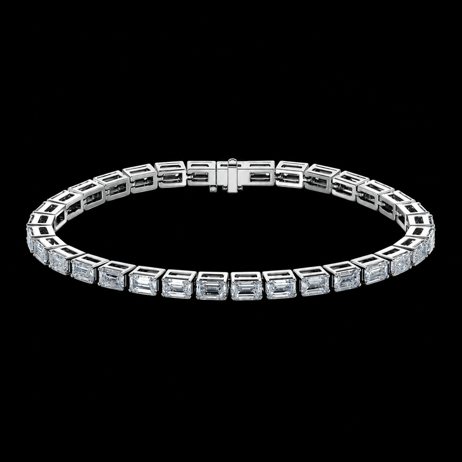 East-West Emerald Diamond Tennis Bracelet