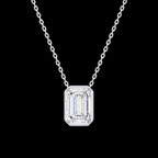 Emerald Bezel Diamond Solitaire Pendant - Jewels of Toronto