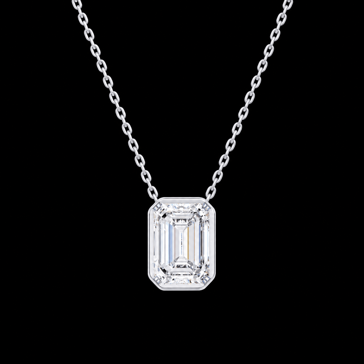 Emerald Bezel Diamond Solitaire Pendant - Jewels of Toronto