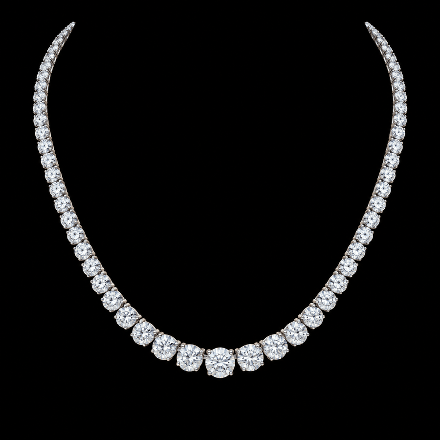 Graduated Round Diamond Tennis Necklace