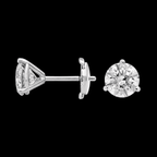 Martini Three-Prong Round Diamond Stud Earrings - Jewels of Toronto