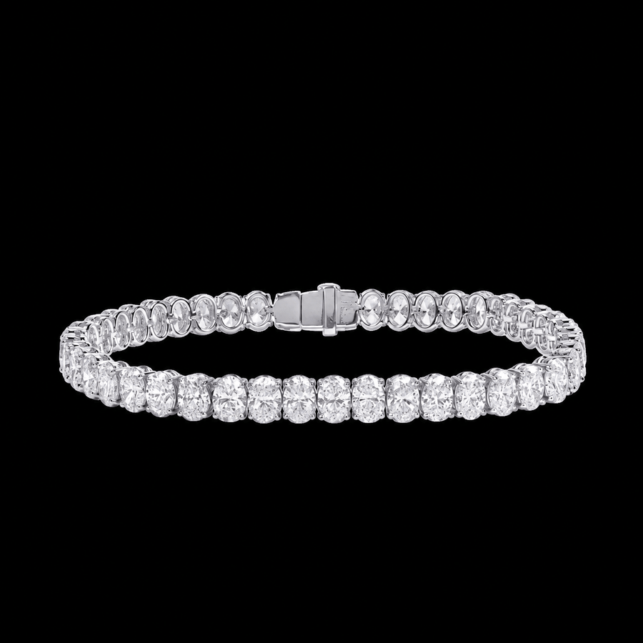North-South Oval Diamond Tennis Bracelet