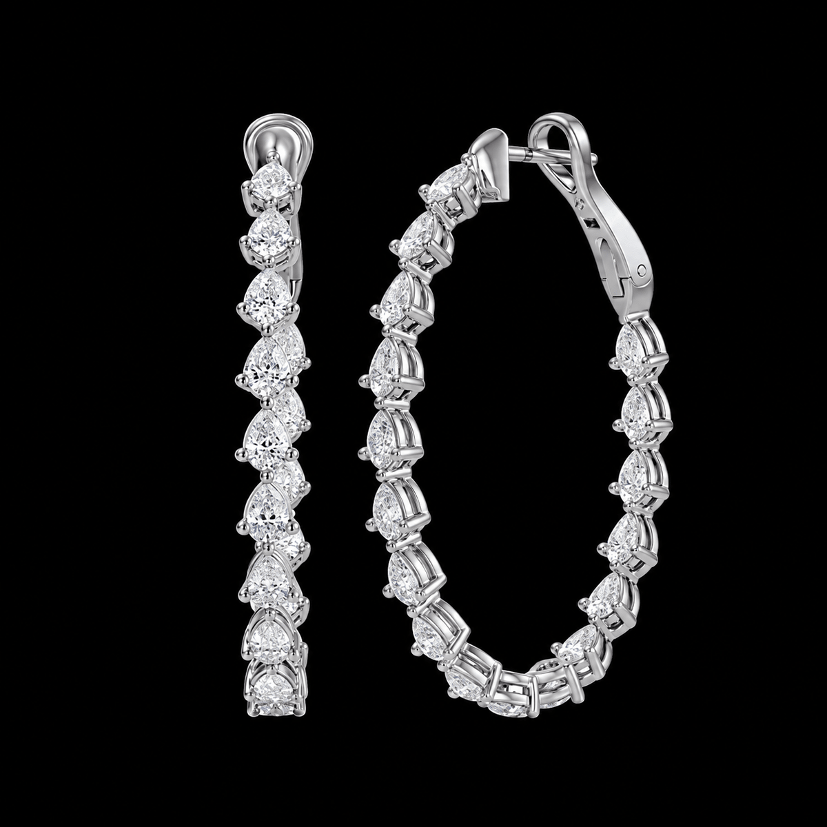 North-South Pear Diamond Huggie Earrings - Jewels of Toronto