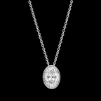 Oval Bezel Diamond Solitaire Pendant - Jewels of Toronto