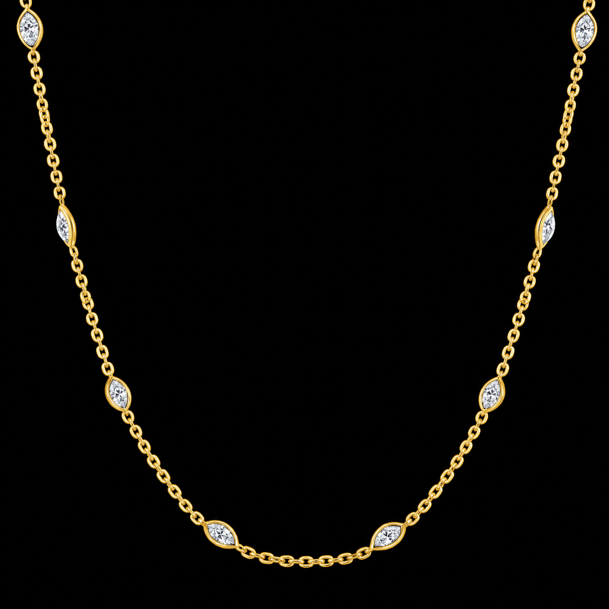 Oval Diamond Station Necklace - Jewels of Toronto