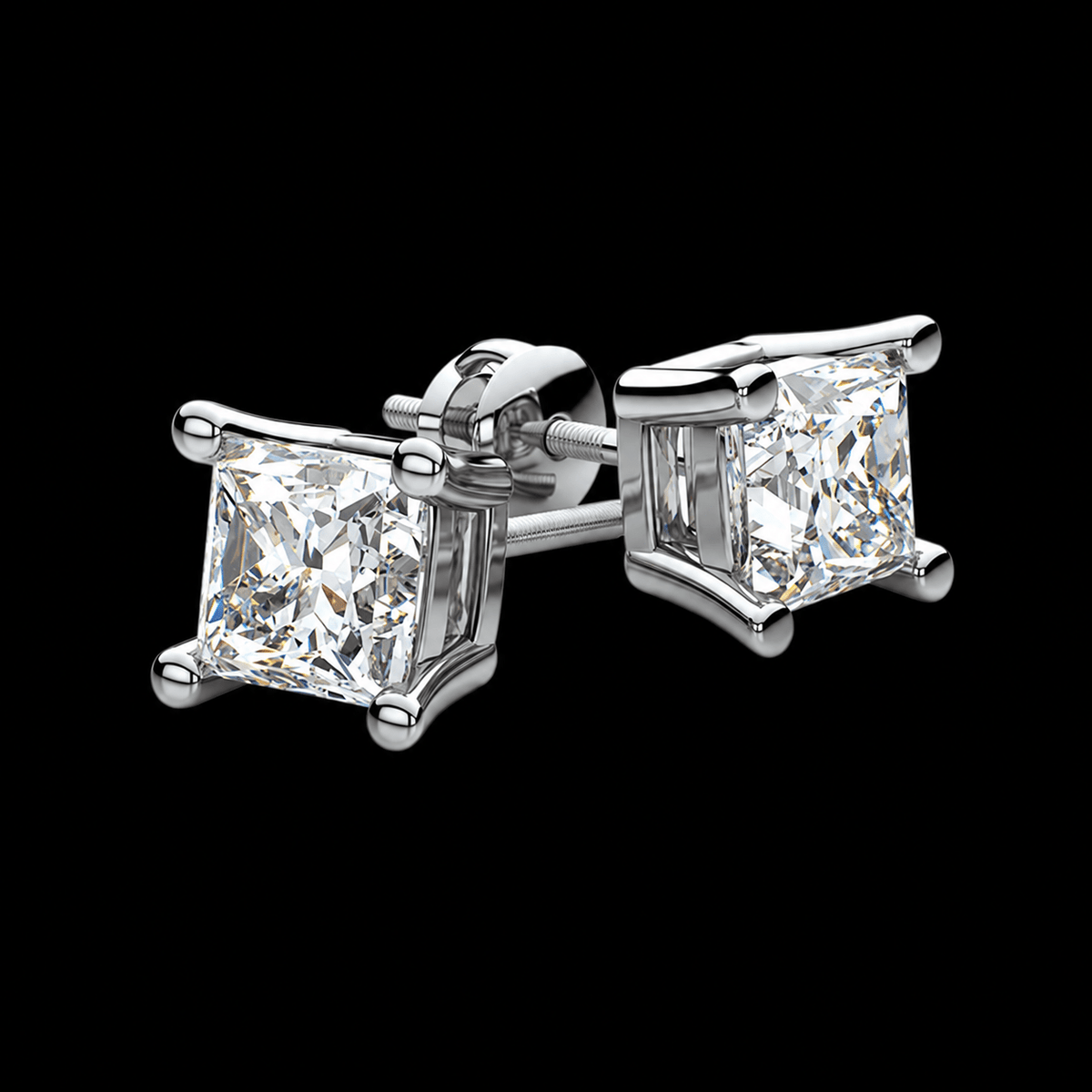 Princess Four-Prong Diamond Stud Earrings - Jewels of Toronto