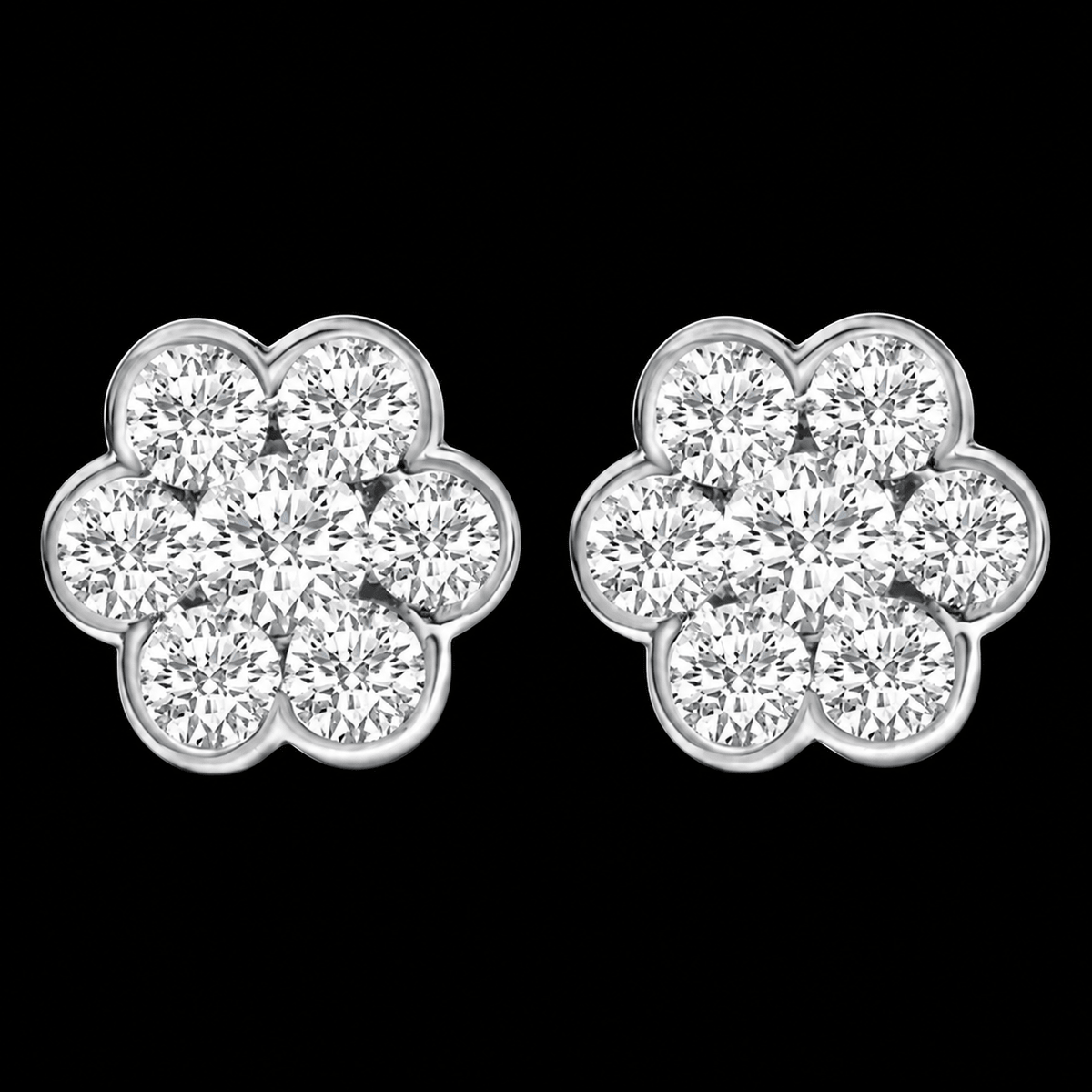 Round Diamond Flower Stud Earrings - Jewels of Toronto