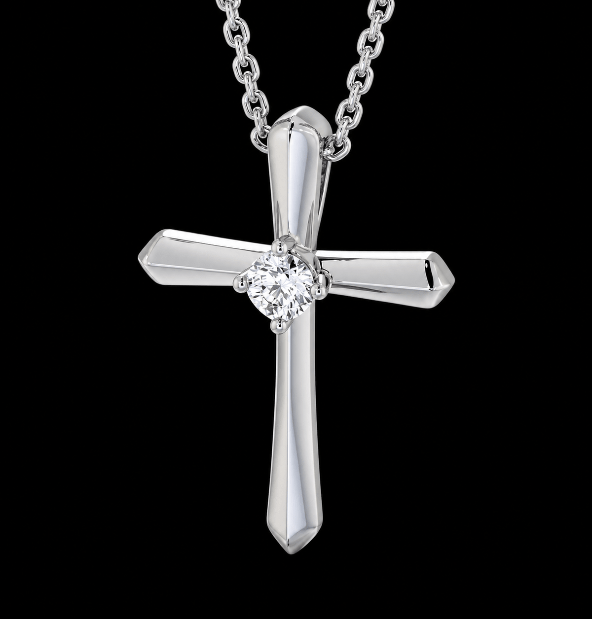Single-Stone Cross Diamond Pendant - Jewels of Toronto