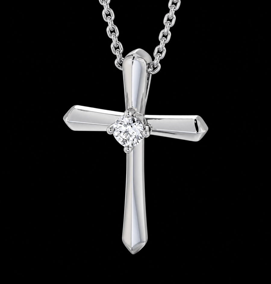 Single-Stone Cross Diamond Pendant