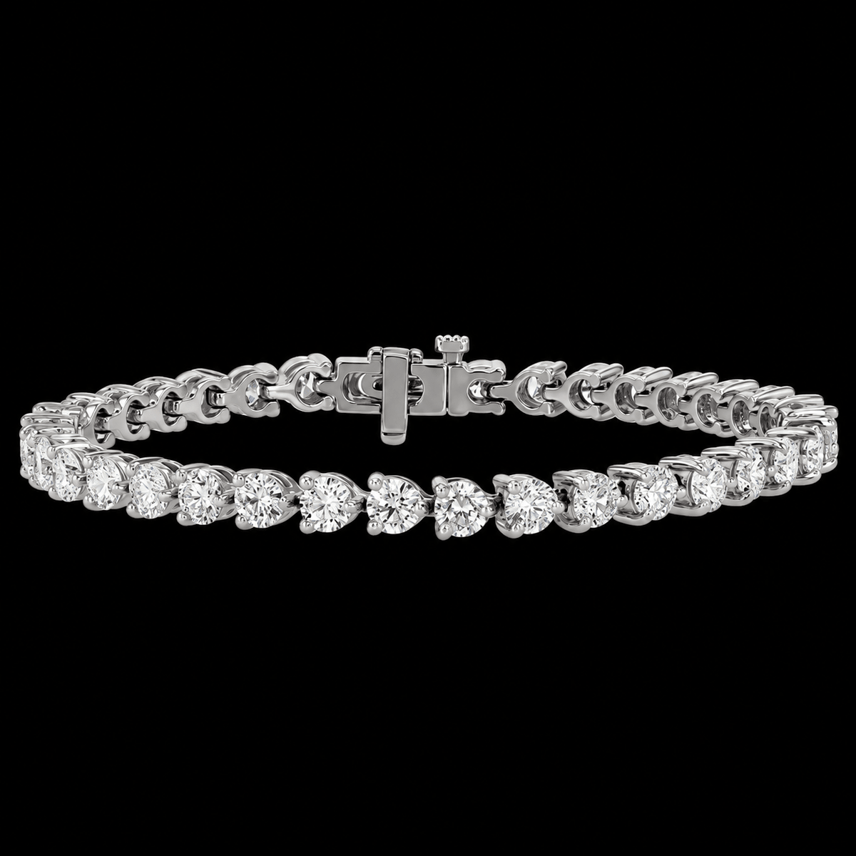 Three-Prong Round Diamond Tennis Bracelet - Jewels of Toronto