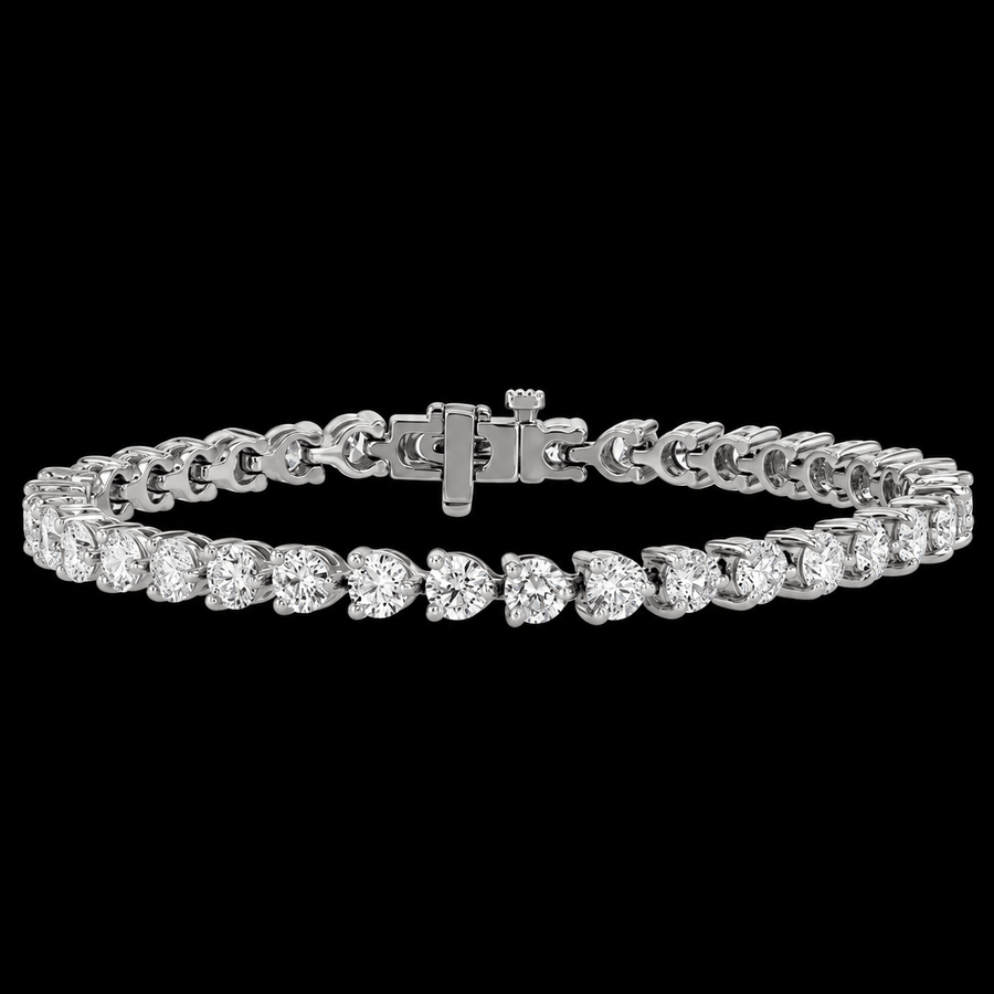 Three-Prong Round Diamond Tennis Bracelet