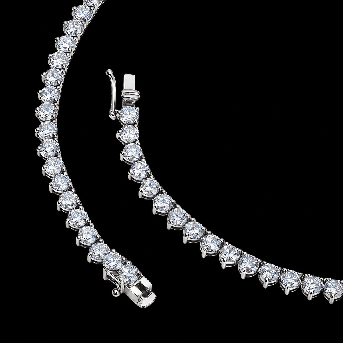 Three-Prong Round Diamond Tennis Necklace - Jewels of Toronto