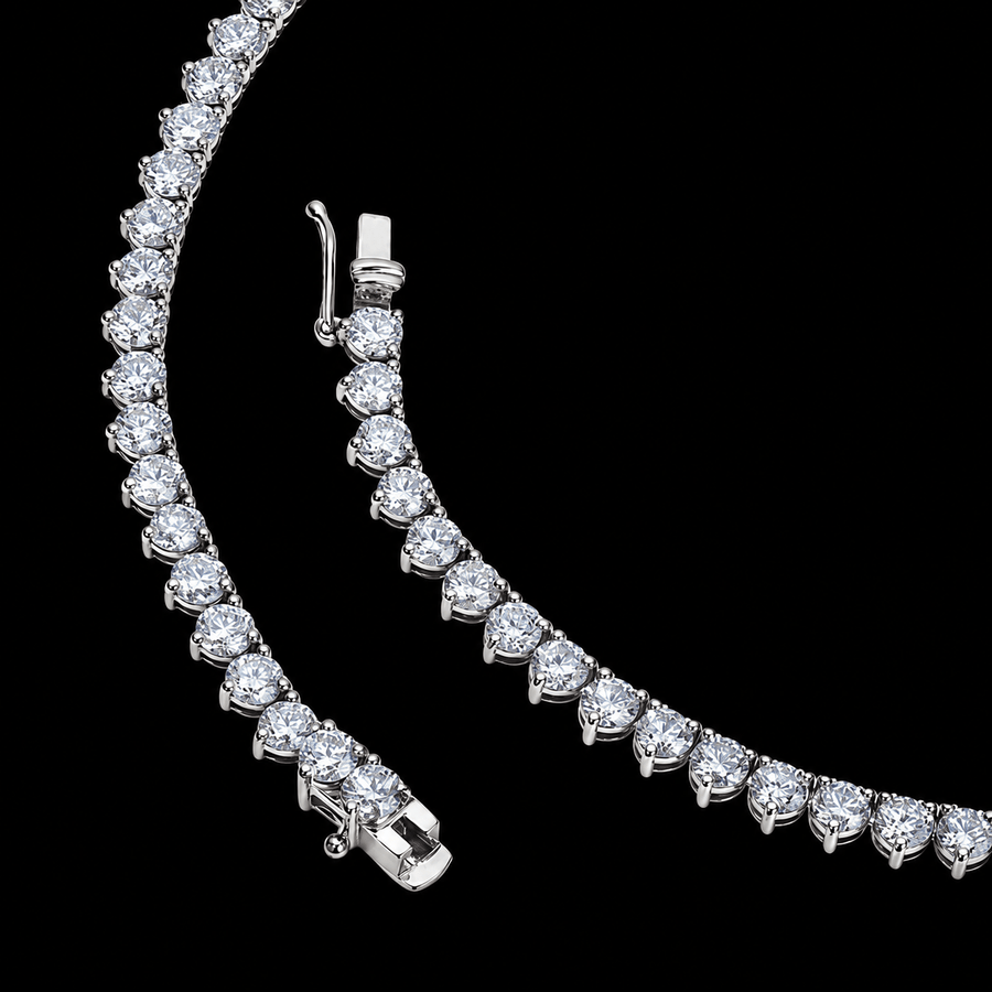 Three-Prong Round Diamond Tennis Necklace