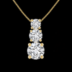Three-Stone Round Diamond Pendant - Jewels of Toronto