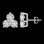 Three-Stone Round Diamond Stud Earrings - Jewels of Toronto