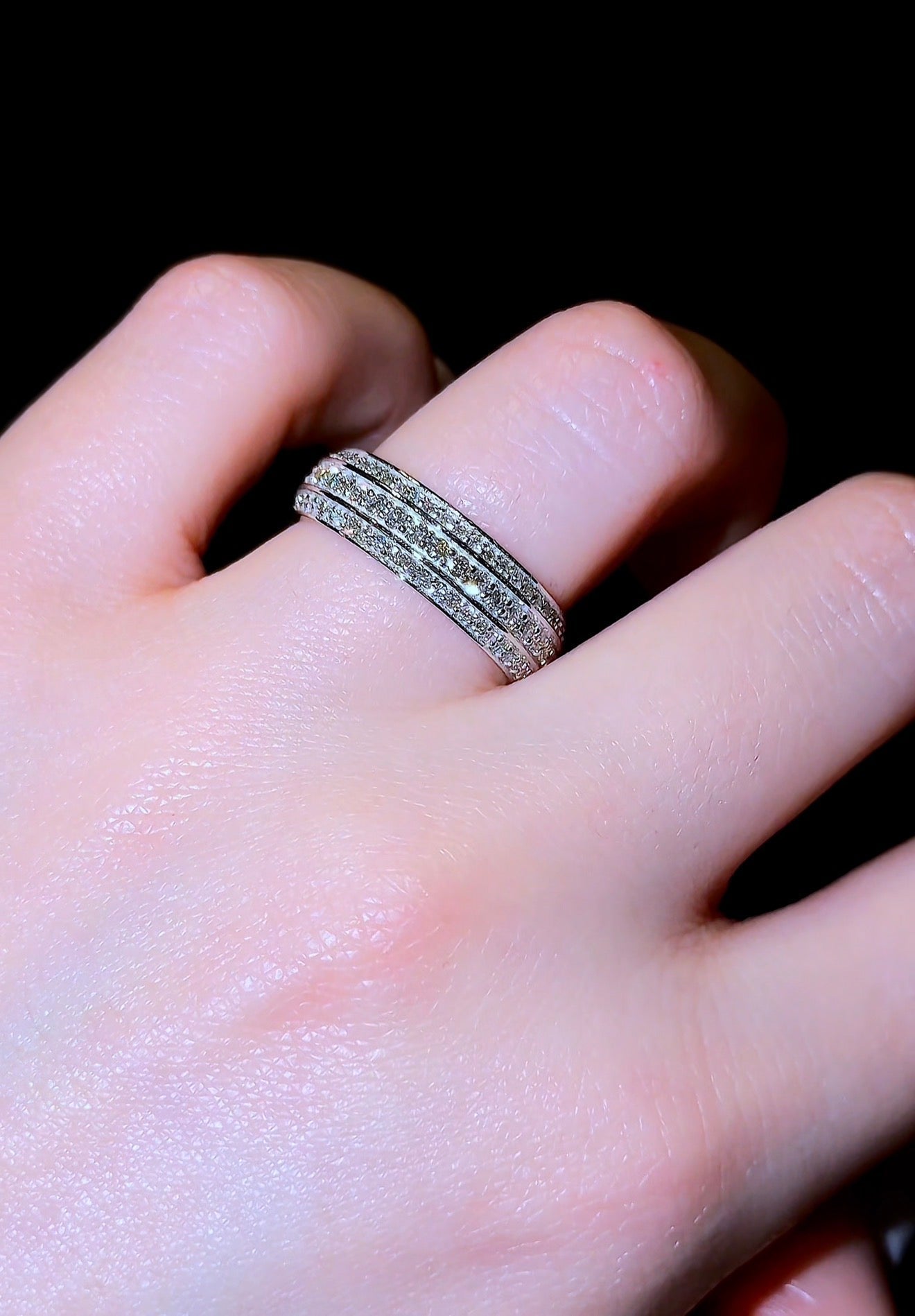 Triple Pavé Bevelled Men’s Wedding Band - Jewels of America